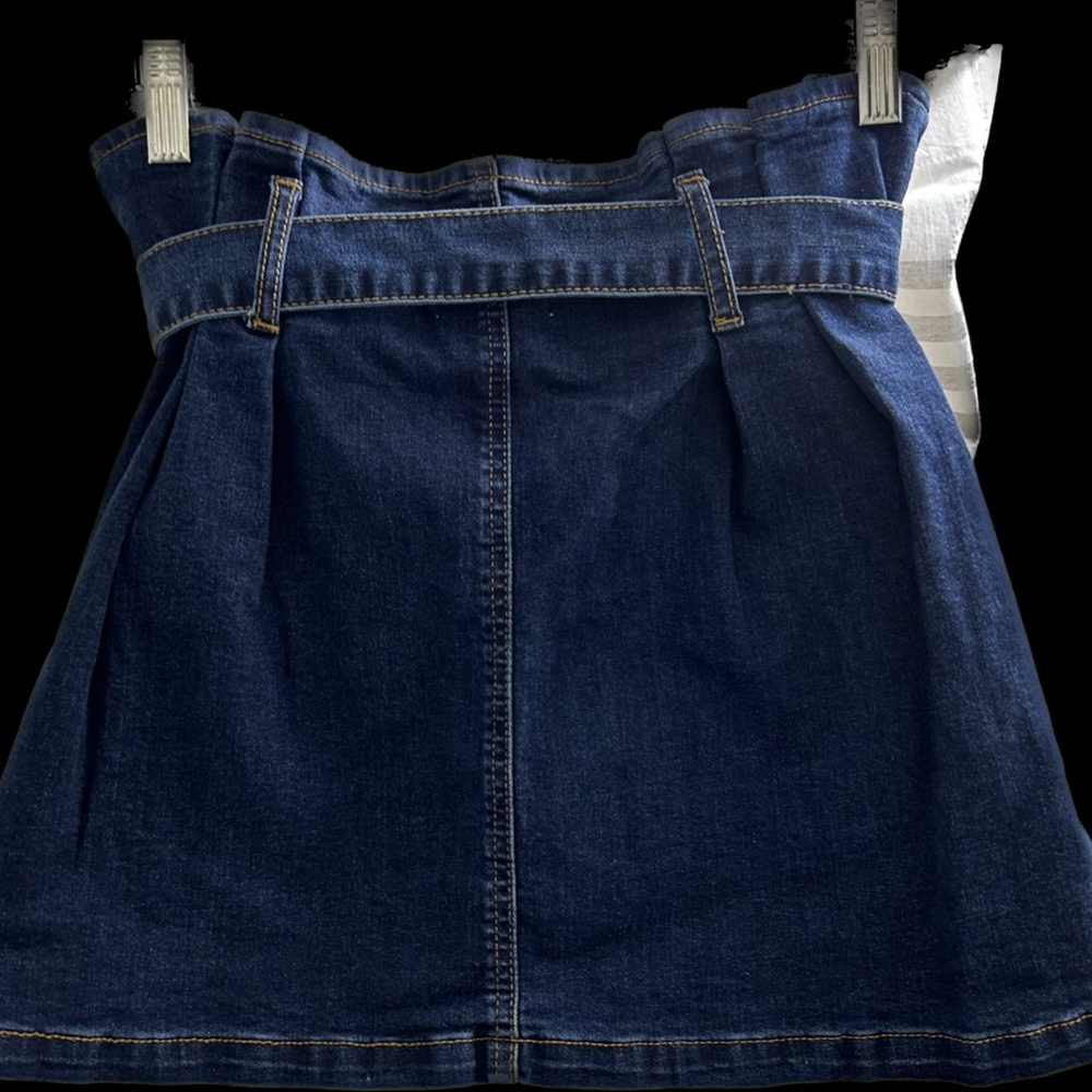 Altar'd State Dark Wash Denim Paper Bag Mini Skirt Size Medium - Picture 6 of 9